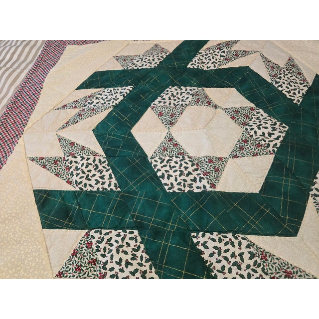 American Handmade Vintage Quilt Wall Hanging Christmas Design For Sale - Image 3 of 6