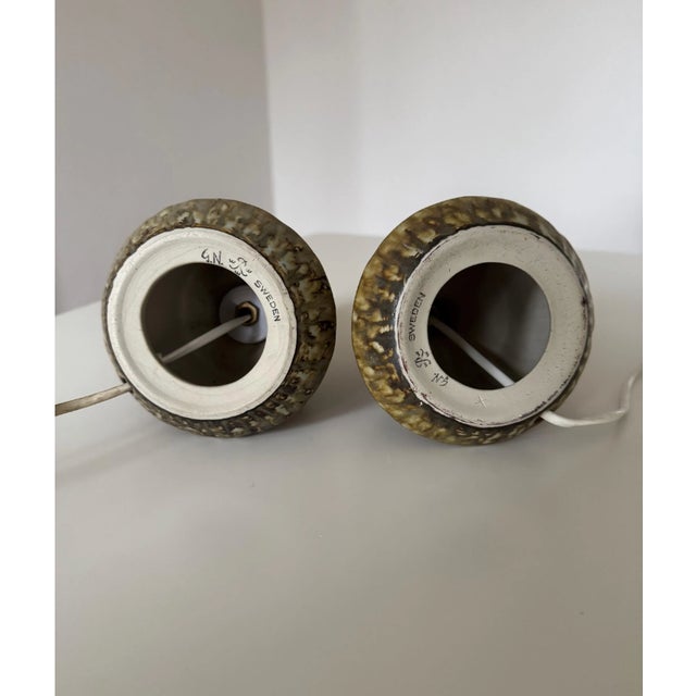 Brown Table Lamps by Gunnar Nylund for Rörstrand, Sweden, 1960s, Set of 2 For Sale - Image 8 of 9