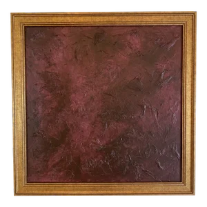 "Crimson Abstract" Contemporary Minimalist Mixed-Media Painting, Framed