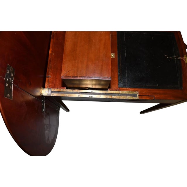 Wood 1950s Ladies Mahogany Metamorphic Leather Top Writing Desk, Drop Leaf Table For Sale - Image 7 of 13