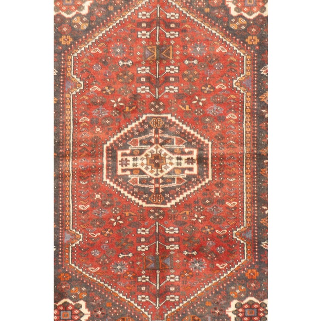 Tribal Vintage Hand-Knotted Persian Qashqai Rug 3'8" X 4'9" For Sale - Image 3 of 18