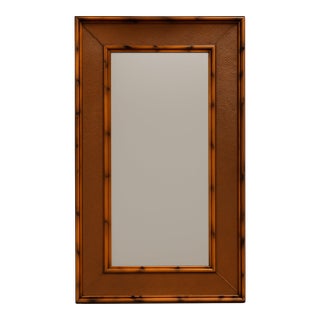 Vintage Monumental Bamboo and Rattan Floor Mirror For Sale