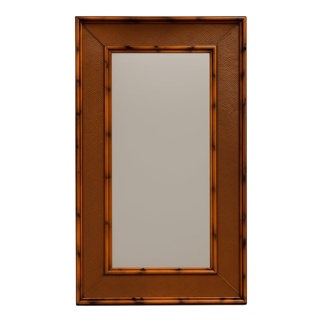 Vintage Monumental Bamboo and Rattan Floor Mirror For Sale