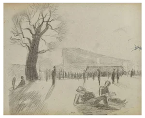 Norbert Meyre, The Park, Original Drawing, Mid-20th Century