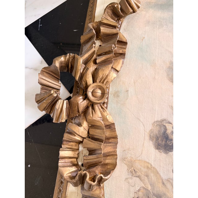 Tall Gilded French Louis XV Style Trumeau Mirror With Cherubs For Sale In Washington DC - Image 6 of 9