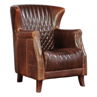 Paris Flea Market Leather Comfort Armchair by Furniture Classics For Sale
