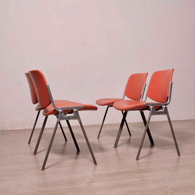 DSC 106 Chairs in Leather by Giancarco Pierretti for Jec Castelli, 1970s, Set of 4 For Sale - Image 16 of 18