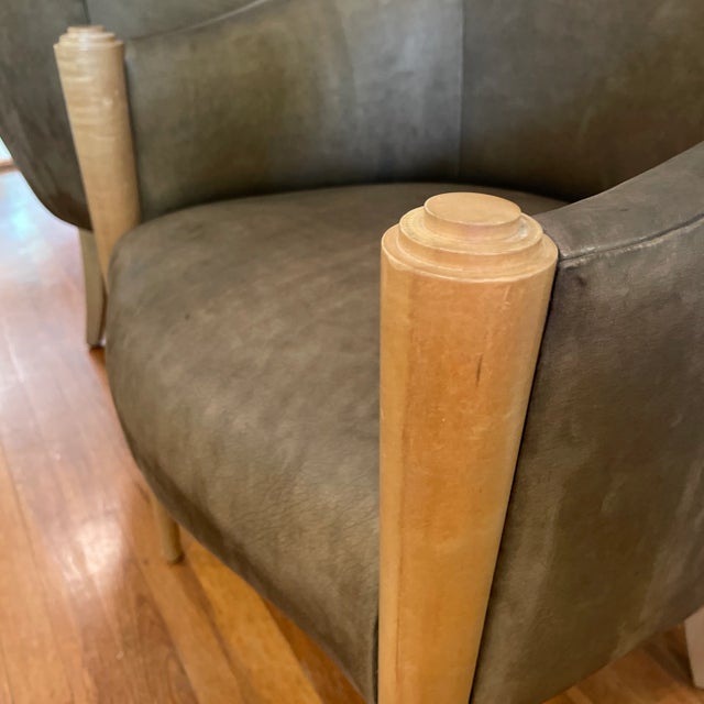 Late 20th Century Contemporary Donghia Leather Tub Chairs - a Pair For Sale - Image 5 of 8