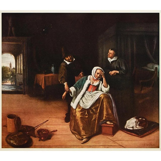 Goldenrod 1954 After Jan Steen "The Lovesick Maiden", Vintage Full-Color Print For Sale - Image 8 of 8