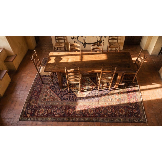 1880s Blue Navy Medallion Handknotted Antique Persian Farahn Rug 3'9" X 6'5" Wool Carpet For Sale In New York - Image 6 of 8