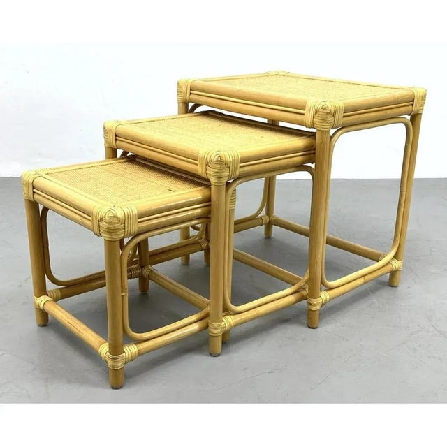 Vintage Rattan Nesting Tables, Set of 3 Chairish