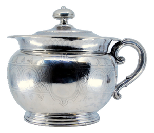 Silver Chamber Pot with Circular Base Reliefs and Knob