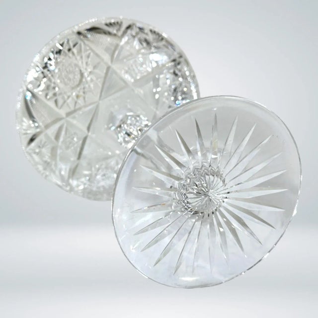 Vintage American Brilliant Cut Glass Style Compote For Sale - Image 4 of 7