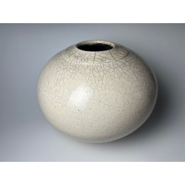 Vintage Globular Form Raku Studio Art Pottery Vase For Sale - Image 4 of 9