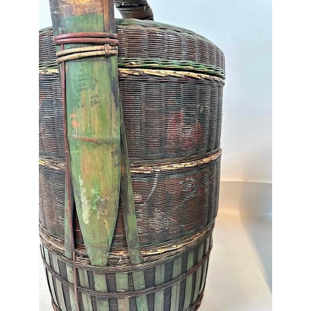 Brown Pair of Very Large Antique Chinese Wedding Baskets For Sale - Image 8 of 9