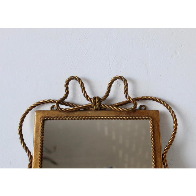 Metal Vintage Italian Style Regency Gilt Twisted Rope and Tassel Wall Mirror For Sale - Image 7 of 14