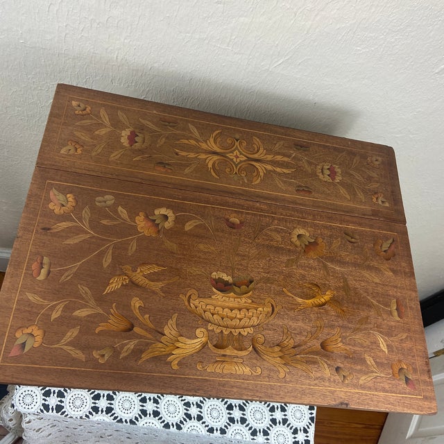 Traditional French Inlay Marquetry Drop Leaf Side Table | Chairish