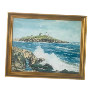 Original American Maine Coast Seascape Painting Signed