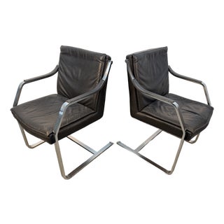 Mid 20th Century Leather and Chrome Armchairs Attributed to Rudolf Glatzel for Walter Knoll For Sale