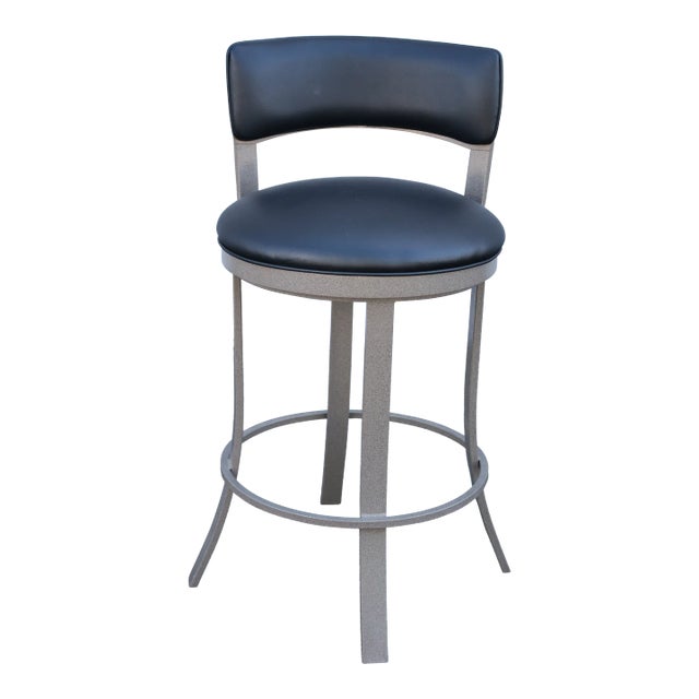 Wesley Allen Bali Swivel Stool With Low Back For Sale