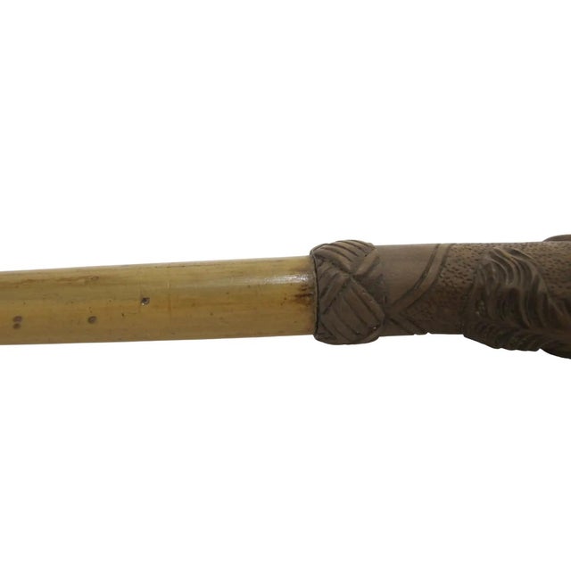 Deer Stag Head Carved Wood Handle Vintage Walking Stick Cane For Sale - Image 12 of 12