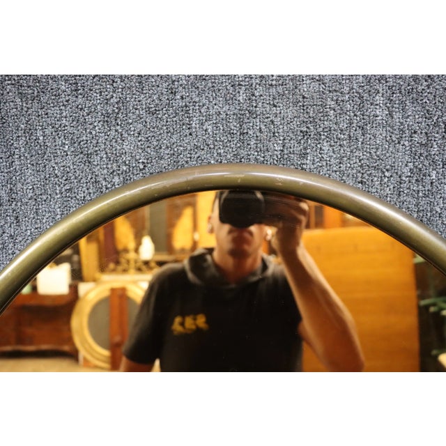 Mid Century Brass Oval Mirror For Sale - Image 4 of 4