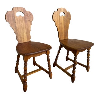 1950s Brutalist Tiroler Oak Wood Chairs- a Set of 2 For Sale