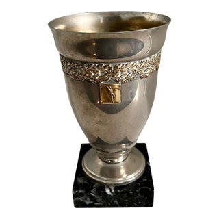 Mid 20th Century French Marble Base Trophy Style Cup For Sale