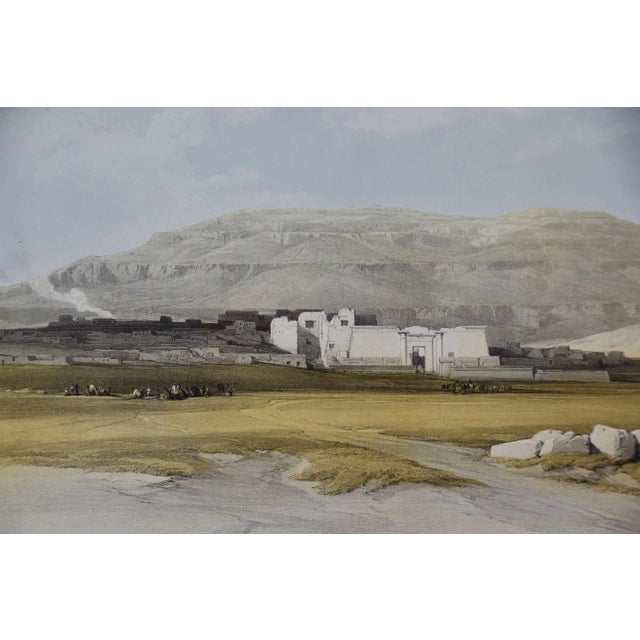 Realism Thebes, Egypt: A Framed 19th Century Hand-Colored Lithograph by David Roberts , 1847 For Sale - Image 3 of 8