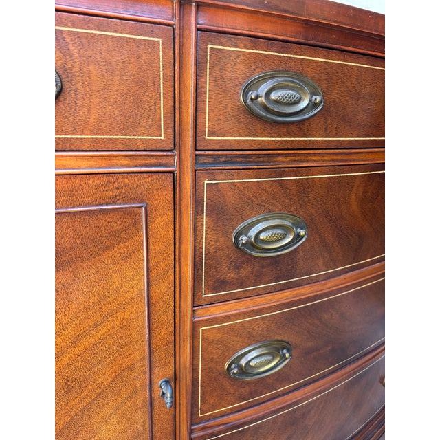 Brown Traditional Bowfront Vintage Buffet, Server, or Bar Cabinet For Sale - Image 8 of 10