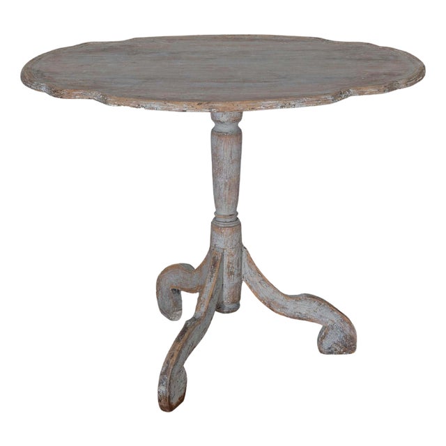 18th Century Swedish Rococo Tilt-Top Table with Original Black Back For Sale