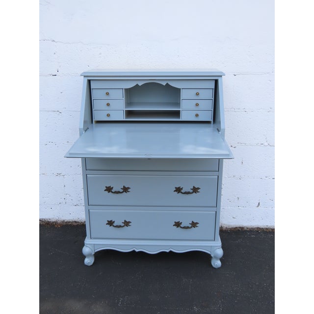 French Jasper Cabinet French Painted Gray Secretary Desk 6634 For Sale - Image 3 of 17