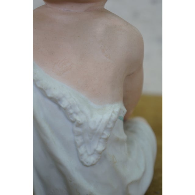 Baby Blue Antique German Gebruder Heubach Bisque Piano Baby Figurine Statue 9" For Sale - Image 8 of 16