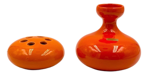 Sculptural Orange Ceramic Vases, Italy, 1970s, Set of 2