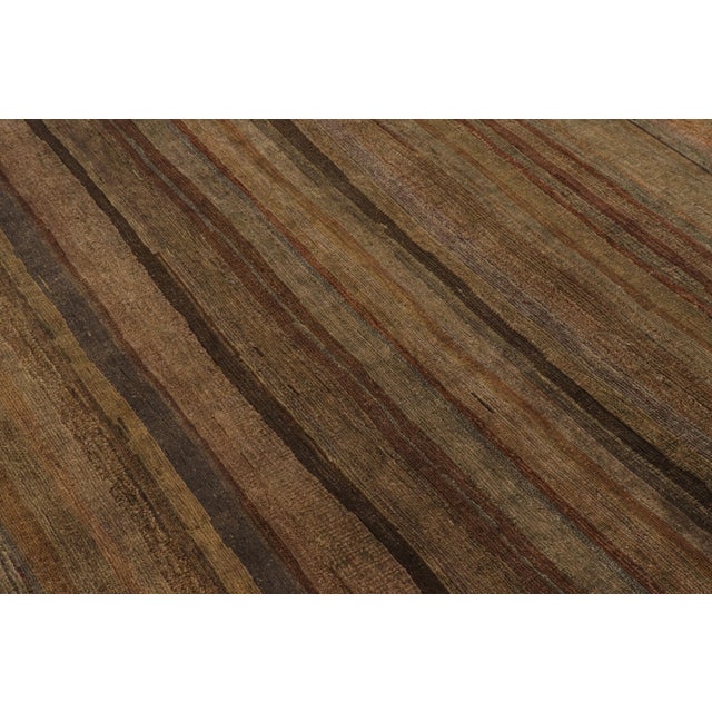 Rug & Kilim’s Modern Textural Rug in Rich Browns and Umber Stripes and Striae For Sale In New York - Image 6 of 7
