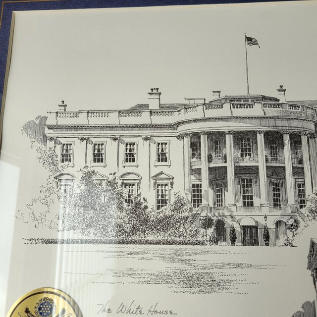 Printmaking Materials 1980s VTG Don Cannavaro Framed and Signed Lithograph ' the White House & North Portico For Sale - Image 7 of 14