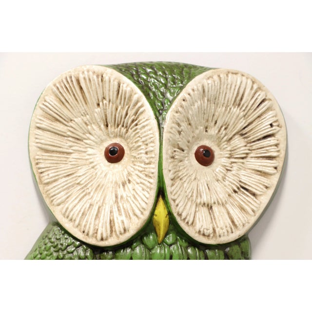 Mid 20th Century Large Ceramic Owl Wall Hanging For Sale - Image 4 of 8