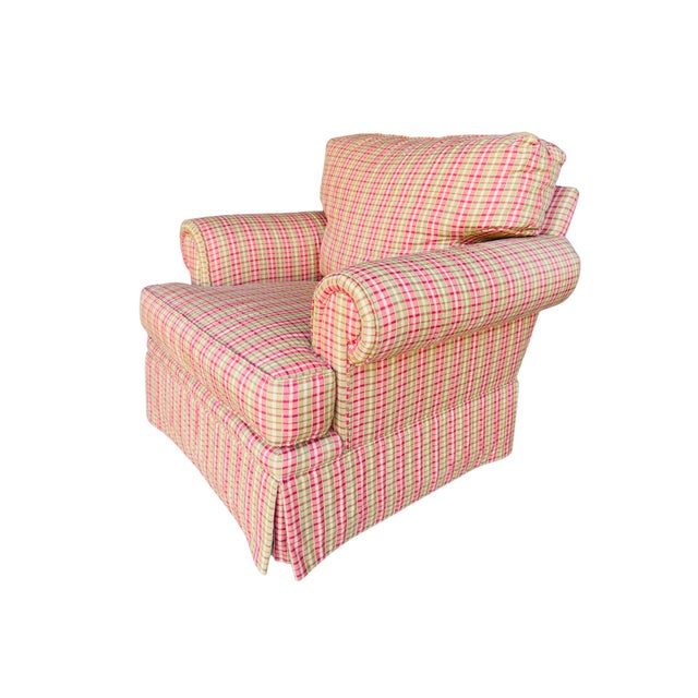 Harden English Country Plaid Club Chair & Matching Ottoman – Traditional Tartan Upholstery For Sale - Image 9 of 15