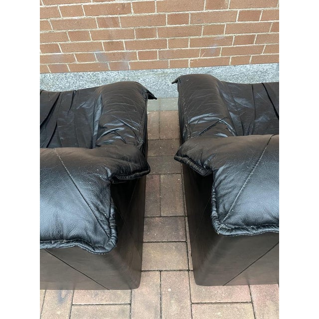 Set of Armchairs in Black Leather, Italy, 1980s For Sale - Image 13 of 18