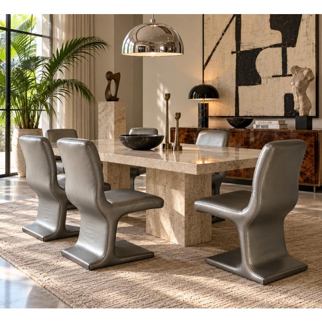 Striking set of six Postmodern dining chairs designed by Vladimir Kagan for Preview Furniture Corporation, circa 1984....