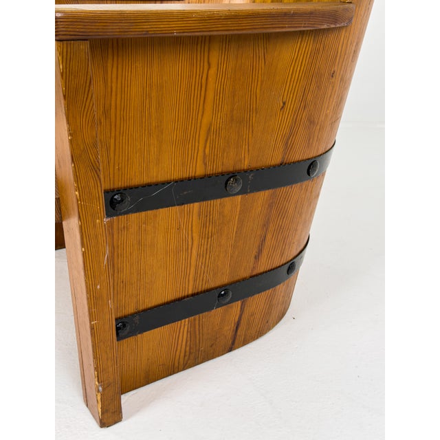 Wood Pine Armchair with Black Iron from Åby Bruk, Sweden, 1940s For Sale - Image 7 of 9
