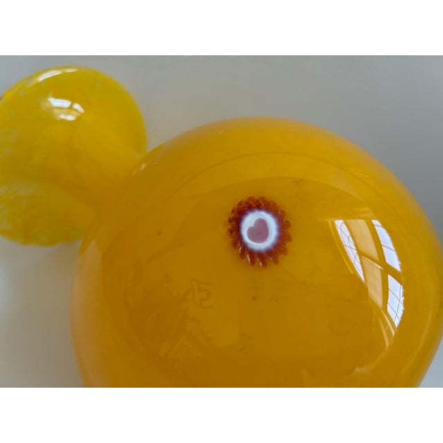 Vintage Yellow Murano Glass Vase With Millefiori | Made in Italy | Signed For Sale - Image 9 of 14