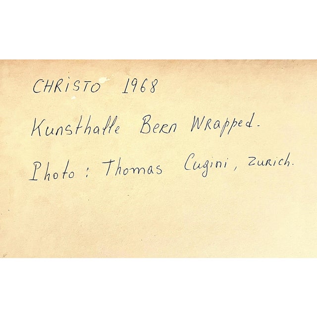 Black Christo and Jeanne-Claude, Vintage Signed SIlver Gelatin Photograph Christo Wrapped Kunsthalle Cugini Photo, 1968 For Sale - Image 8 of 12