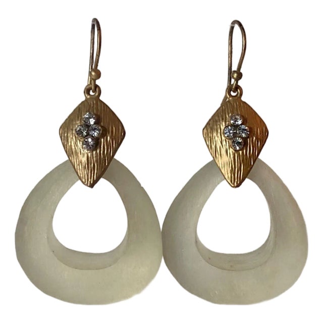 1980s Frosted Lucite Door Knocker Earrings, a Pair For Sale
