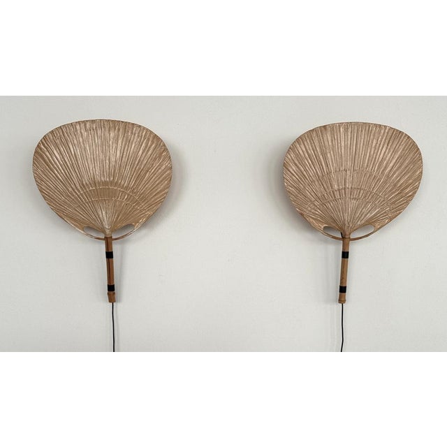 Large Organic Uchiwa Wall Sconces by Ingo Maurer for M Design, Germany, 1973, Set of 2 For Sale - Image 4 of 18