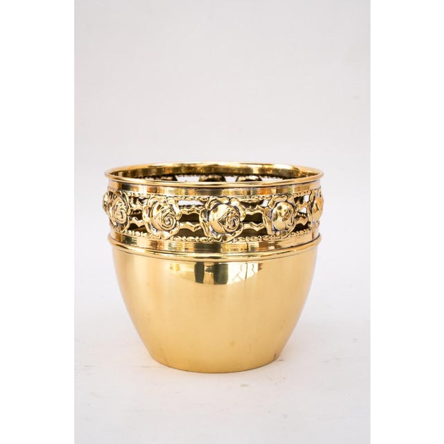 Jugendstil Argentor Floral Brass Flower Pot, Vienna,1908 For Sale - Image 4 of 9