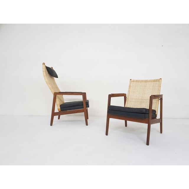 Rattan and Leather High-Back Lounge Chair by P. J. Muntendam for Gebrüder Jonkers, Netherlands, 1950s For Sale - Image 10 of 11