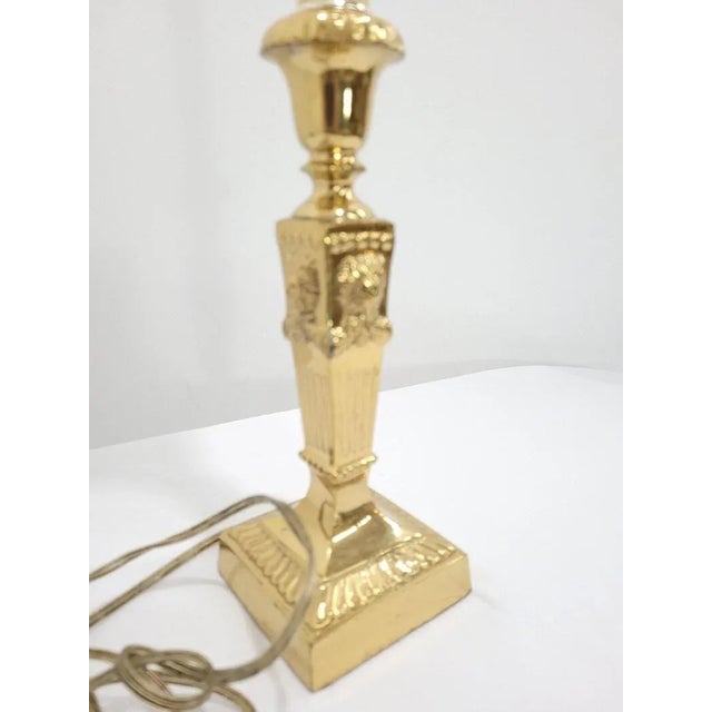 Brass Vintage 1990s Gold Brass Lion Motif Candle Stick Lamp For Sale - Image 8 of 10