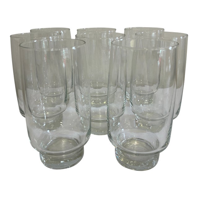 Vintage Arcoroc France Tivoli 16 Oz Clear Glass Tumblers, Set of 8 For Sale