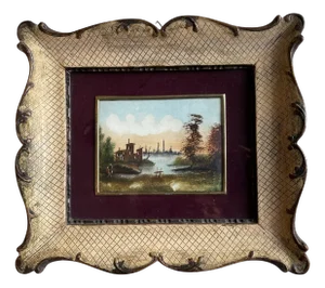Lucio Cargnel, Landscape, Oil on Cardboard, 1950s, Framed
